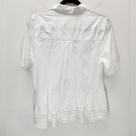 Kate Spade Lace Peplum Short Sleeve Button Down Shirt Womens Small Broome Street - Picture 5 of 11